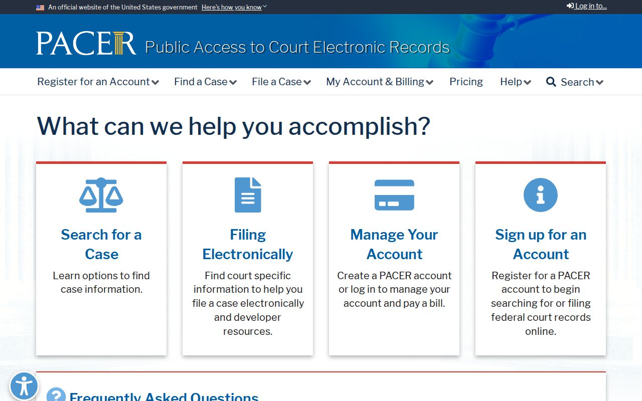 PACER federal court records portal for Augusta federal case research