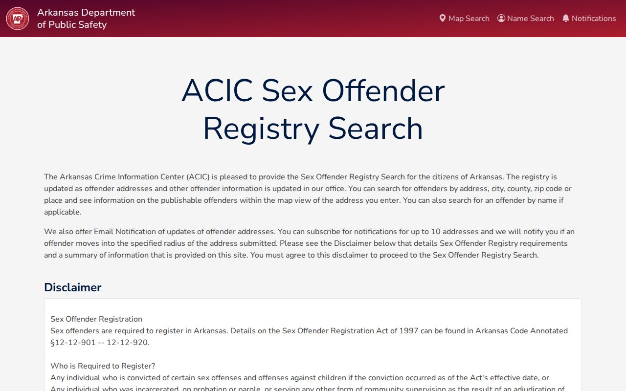 Woodruff County sex offender lookup on the ACIC registry
